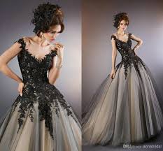 Black And White Ball Gown With Sleeves Steampunk Clothing Wedding Google Search Black Wedding Dresses Black Wedding Dress Gothic Lace Applique Wedding Dress
