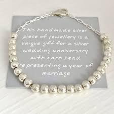 A gift which talks about the beautiful journey that you have covered together. 25th Silver Wedding Anniversary Gift Bracelet By Handmade By Helle Notonthehighstreet Com
