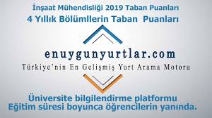 Hayal ettiğin üniversite ve bölümü keşfet! Insaat Muhendisligi 2019 Taban Puanlari Ve Basari Siralamalari En Uygun Yurtlar