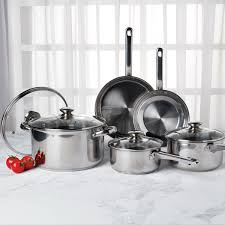 Cocina escorial master multigas 4 hornallas acero inoxidable 220v puerta con visor. Bateria 9 Piezas De Acero Inoxidable Tabletops Sears