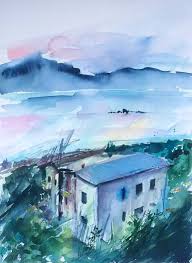 Download this free vector about landscape background with watercolor lake and inspiring message, and discover more than 12 million professional graphic resources on freepik. Italy Garda Lake Sunset Original Watercolor Painting Romantic Landscape Painting By Elena Poigina Saatchi Art