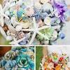 Take this piece of ribbon thats left, go around your bouquet loosely, bring it up through there, and pull it tight. 1