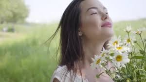 Happy girl enjoying daisy flower field — Stock Photo © Anna_Om #6114271
