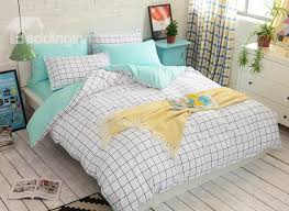 Black And White Grid Comforter Set Twin Minimalist White Grid Reversible 4 Piece Cotton Duvet Cover Sets Duvet Cover Sets Duvet Bedding Sets Bedding Sets