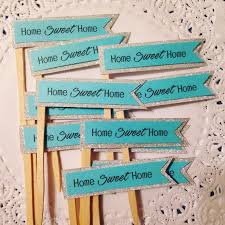 Flag Cupcake Toppers Home Sweet Home By Twinepaperscissors Housewarming Party House Blessing House Warming