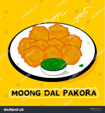 Spinach is the most common choice, but leaves of kankaua (commelina benghalensis) make puffed up patta pakodas that are a lot like a golgappa. Moong Dal Pakora Or Bhajia Indian Street Food Royalty Free Stock Vector 1628206066 Avopix Com