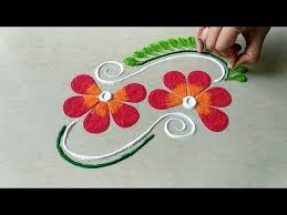Easy And Beautiful Freehand Rangoli Design Youtube Rangoli Designs Flower Free Hand Rangoli Design Colorful Rangoli Designs