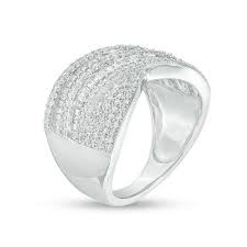 1 Ct T W Diamond Crossover Ring In 10k White Gold