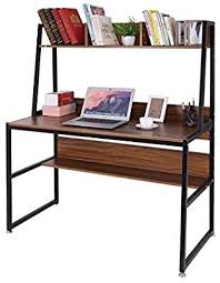 Amazon Com Auwish Computer Desk With Shelves Sturdy Metal Frame Office Writing Des In 2020 Computer Desk With Shelves Computer Stand For Desk Desks For Small Spaces