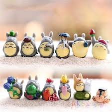 12pcs Lot Totoro Gnome Resin Craft Toy Terrarium Figurines Micro Landscape Mini Garden Decoration Miniatures For Home Decor Totoro Diy Totoro Studio Ghibli