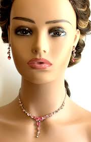 Hot Pink Bridal Jewelry Set Bridal Earrings Necklace Bridal Necklace Set  Bridal Jewelry Set, Wedding Jewelry Set Bridesmaid Gifts Set