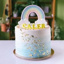 Ombre With Cascading Gold Leaves Rainbow Topper