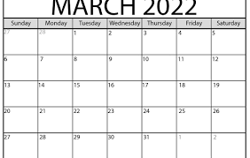 Free Printable March 2022 Calendar