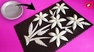 Home Decorating Flower From Disposable Plate Waste Material Craft Idea Crafts Craft From Waste Material Easy Paper Crafts