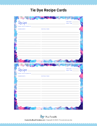 Free Printable Tie Dye Recipe Cards The Cards Are Editable In Adobe Reader Download Printable Recipe Cards Recipe Cards Printable Free Recipe Book Templates