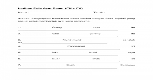 Share & embed latihan pola ayat dasar (fn+fa). Latihan Pola Ayat Dasar