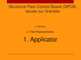 Tda's structural pest control service licenses and regulates pest management professionals who apply pesticides in an around structures. Get Your California Applicator S License