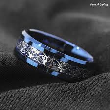 8mm blue tungsten carbide ring celtic dragon carbon fibre men's jewelry. 8mm Blue Tungsten Carbide Ring Celtic Dragon Carbon Fibre Men S Jewelr Atop Jewelry