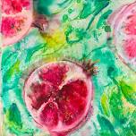 The Color of taste – RED. Paint Pomegranate on Silk