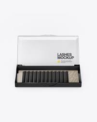 Opened Transparent Box With Lashes Mockup Front View In Box Mockups On Yellow Images Object Mockups Free Psd Mockups Templates Mockup Free Psd Mockup