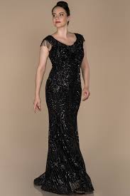 Siyah Pul Payetli Kollari Puskullu Buyuk Beden Abiye Abu1402 2020 Moda Stilleri The Dress Resmi Elbise