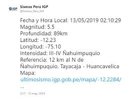 Videos del temblor del martes 22 de junio en lima, perú. Sismo En Huancavelica Se Registro Temblor De Magnitud 5 5 Y Se Sintio En Lima Edicion Correo