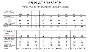 size chart pennant sportswear