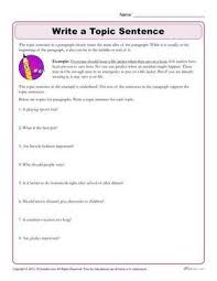 Write The Topic Sentence Writing Worksheet Topic Sentences Writing Mini Lessons Sentence Writing