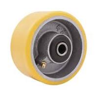 Roda 4", de poliuretano e ferro fundido, amarela, - Vonder