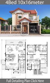 Small house design 2013004 is a modern classic design with 3 bedrooms and 1 shared bathroom. Home Design 10x16m 4 Bedrooms Home Design With Plansearch Philippines House Design 2 Storey House Design Two Story House Design