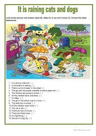Picture Description It Is Raining Cats And Dogs Composition D Image Cahier De Vacances Maternelle Fiches Pedagogiques