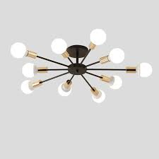 10 Lights Vintage Metal Semi Flush Mount Ceiling Light E26 E27 Led Flush Mount Ceiling Lights Ceiling Lights Living Room Ceiling Lights