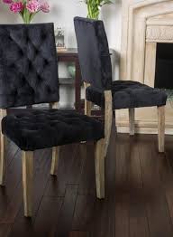 Button Tufted Black Velvet Dining Chairs W Distressed Finish In 2020 Classic Dining Room Dining Chairs Velvet Dining Chairs
