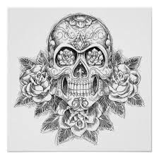 As in most styles of tattoos, you can have them inked in different ways. Color It Poster Skull And Roses Zazzle Com In 2021 Skull Coloring Pages Skull Rose Tattoos Mexican Skull Tattoos