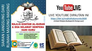 Raihan doa tilawah khatam al quran + lirik arab. Live Majlis Khatam Al Quran Doa Selamat Sempena Hari Guru Smk Sindumin 2020 Youtube