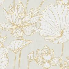 Beautiful florals for beautiful walls. Seabrook Lotus Floral Metallic Gold And Off White Wallpaper Decoratorsbest