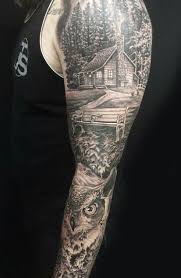 Arm Tattoo Forest Owl Amazing Sleeve Tattoos Tattoos Tattoos For Guys