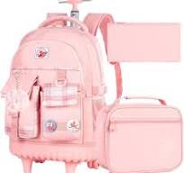 gxtvo Mochila con ruedas de 3 piezas para niñas, bolsa de libros con ruedas  y lonchera para adultos, mochila escolar con ruedas para niños, Juego de 3  ...