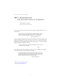 Pdf Mill S Harm Principle And The Limitations Of Authority