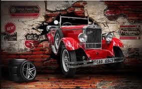 Download animated wallpaper, share & use by youself. 3d Look Vintage Car Wallpaper Mural Wallpaper Wallmur