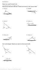 The law of cosines is similar to the pythagorean theorem, but it works for all triangles, not just right triangles. Law Of Sines And Cosines Practice Worksheet For Test Version With No Answers Pdf Extra Practice Sine Law And Cosine Law U00a9s V2j0d1z1w Iknuittaw Course Hero