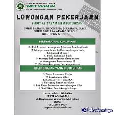 Loker guru wilayah badas, pare : Lowongan Kerja Smp It As Salam Malang Desember 2020