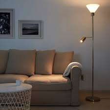 Flugbo Floor Uplt Read Lamp W Light Bulb Brass Color Glass Ikea
