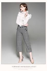 High Neck Shirt And Cropped Pant Suit For Women With Images High Neck Shirts Pants