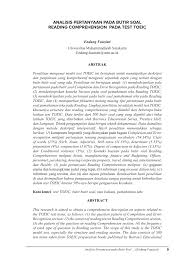 Pdf Analisis Pertanyaan Pada Butir Soal Reading Comprehension Pada Test Toeic