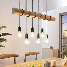 Lampada A Sospensione In Legno Eviton A 6 Luci Lampade A Sospensione Lampade Lampade A Sospensione Per Cucina