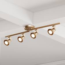 Laluz Modern Gold Led Track Lighting 2 4 Ft 4 Light Ceiling Track Lighting Kit With Adjustable Bars And Rotating Track Heads Lljuumhl13566jz The Home Depot