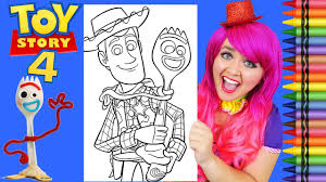 Free printable woody coloring pages for kids. Coloring Toy Story 4 Forky Woody Giant Coloring Page Crayola Crayons Kimmi The Clown Youtube