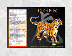 Chinese Zodiac Poster Year Of The Tiger Birth Years 1914 1926 1938 1950 1962 1974 1986 1998 2010 Pr Chinese Astrology Year Of The Tiger Chinese Zodiac Tiger
