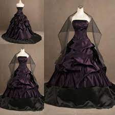 Custom Gothic Ball Gown Purple And Black Plus Size Wedding Dresses Bridal Gowns Lila Hochzeitskleid Schwarze Hochzeitskleider Kleider Fur Balle